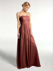 Robes Sans Bretelles Col en Cœur Mousseline terracotta