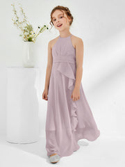 Robes de Demoiselle d'Honneur Junior à Décolleté Licou avec Ceinture Crépuscule