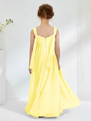 Robes de Demoiselle d'Honneur Junior Plissées A-ligne à Col en V Citron