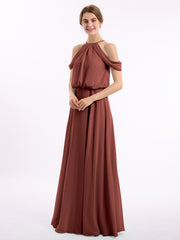 Licou Hors De l'Épaule Robe Avec Blouson Corsage terracotta