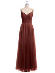 Sapghetti Bretelle Longue Tulle Robe Avec Cœur terracotta