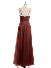 Sapghetti Bretelle Longue Tulle Robe Avec Cœur terracotta