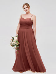 Sapghetti Bretelle Longue Tulle Robe Avec Cœur terracotta Grande Taille