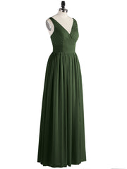 Robe avec Bretelle Double Perlée Mousseline avec Col en V Olive Verte