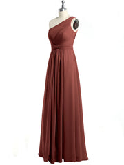 Une Épaule Robes Avec Corsage Plissé terracotta Grande Taille