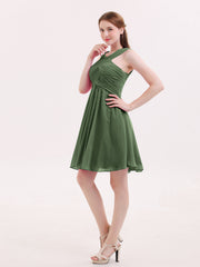Devant Croisé Taille Empire Robe Demoiselle d'honneur Courte Olive Verte Grande Taille