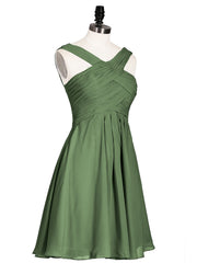 Devant Croisé Taille Empire Robe Demoiselle d'honneur Courte Olive Verte Grande Taille