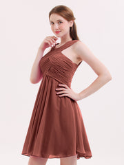 Devant Croisé Taille Empire Robe Demoiselle d'honneur Courte terracotta