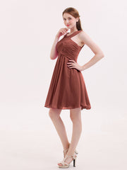 Devant Croisé Taille Empire Robe Demoiselle d'honneur Courte terracotta Grande Taille