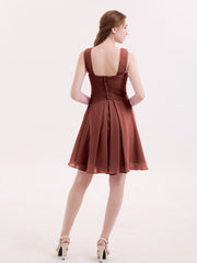 Devant Croisé Taille Empire Robe Demoiselle d'honneur Courte terracotta