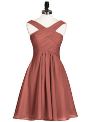 Devant Croisé Taille Empire Robe Demoiselle d'honneur Courte terracotta Grande Taille