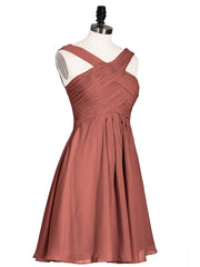 Devant Croisé Taille Empire Robe Demoiselle d'honneur Courte terracotta Grande Taille
