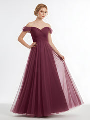 Hors De l'Épaule Col En Cœur Tulle Robe Mûre