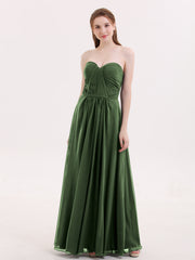 Sans Bretelles Robe Demoiselle d'honneur avec Col en Cœur Olive Verte Grande Taille