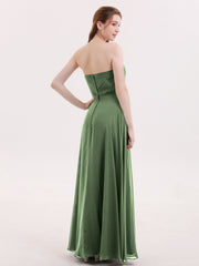 Sans Bretelles Robe Demoiselle d'honneur avec Col en Cœur Olive Verte Grande Taille