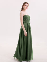 Sans Bretelles Robe Demoiselle d'honneur avec Col en Cœur Olive Verte Grande Taille