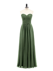 Sans Bretelles Robe Demoiselle d'honneur avec Col en Cœur Olive Verte Grande Taille