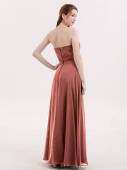 Sans Bretelles Robe Demoiselle d'honneur avec Col en Cœur terracotta Grande Taille