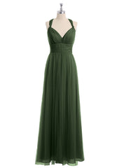 Convertible Dos Longueur Au Sol Tulle Robes Olive Verte