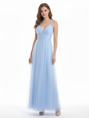 Convertible Dos Longueur Au Sol Tulle Robes Bleu Ciel