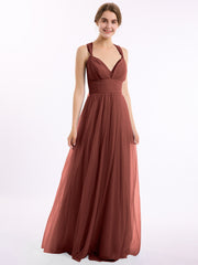 Convertible Dos Longueur Au Sol Tulle Robes terracotta