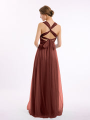Convertible Dos Longueur Au Sol Tulle Robes terracotta