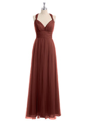 Convertible Dos Longueur Au Sol Tulle Robes terracotta