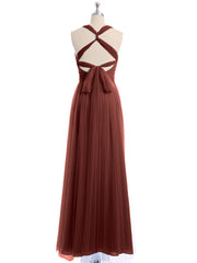 Convertible Dos Longueur Au Sol Tulle Robes terracotta