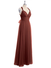 Convertible Dos Longueur Au Sol Tulle Robes terracotta