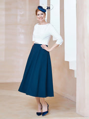Éblouissantes en Strass: Robe à Col en Scoop Bleu Marine Clair Grande Taille
