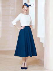 Éblouissantes en Strass: Robe à Col en Scoop Bleu Marine Clair Grande Taille