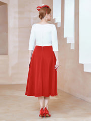 Éblouissantes en Strass: Robe à Col en Scoop Rouge Grande Taille