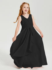 Boho Robes de Demoiselle d'Honneur Longues en Mousseline Noir