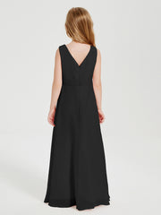 Boho Robes de Demoiselle d'Honneur Longues en Mousseline Noir