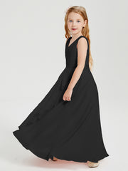 Boho Robes de Demoiselle d'Honneur Longues en Mousseline Noir
