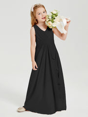 Boho Robes de Demoiselle d'Honneur Longues en Mousseline Noir