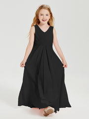 Boho Robes de Demoiselle d'Honneur Longues en Mousseline Noir