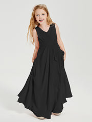 Boho Robes de Demoiselle d'Honneur Longues en Mousseline Noir