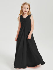 Boho Robes de Demoiselle d'Honneur Longues en Mousseline Noir