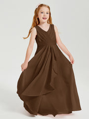 Boho Robes de Demoiselle d'Honneur Longues en Mousseline Brun