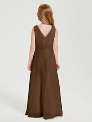 Boho Robes de Demoiselle d'Honneur Longues en Mousseline Brun