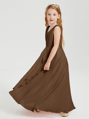 Boho Robes de Demoiselle d'Honneur Longues en Mousseline Brun