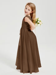 Boho Robes de Demoiselle d'Honneur Longues en Mousseline Brun