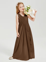 Boho Robes de Demoiselle d'Honneur Longues en Mousseline Brun
