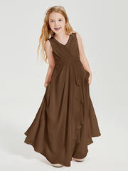 Boho Robes de Demoiselle d'Honneur Longues en Mousseline Brun