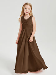 Boho Robes de Demoiselle d'Honneur Longues en Mousseline Brun