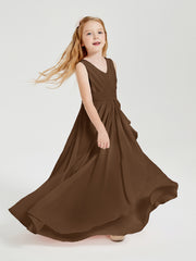 Boho Robes de Demoiselle d'Honneur Longues en Mousseline Brun