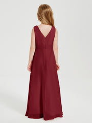 Boho Robes de Demoiselle d'Honneur Longues en Mousseline Bordeaux