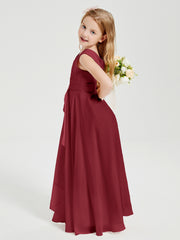Boho Robes de Demoiselle d'Honneur Longues en Mousseline Bordeaux