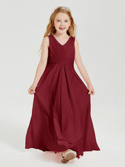 Boho Robes de Demoiselle d'Honneur Longues en Mousseline Bordeaux